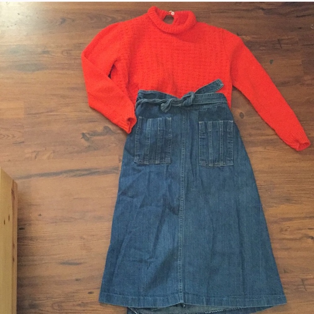 Vintage Denim Midi Wrap Skirt